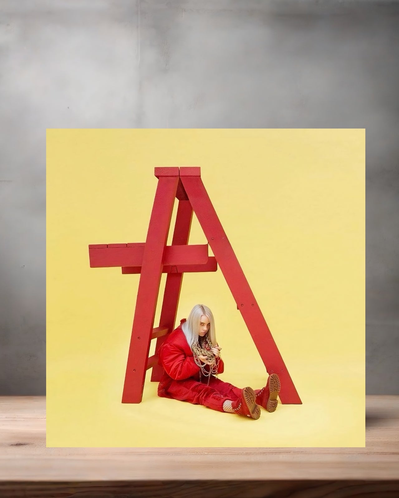Billie Eilish Album cover on 8" x 8" aluminum print. Don't smile at me