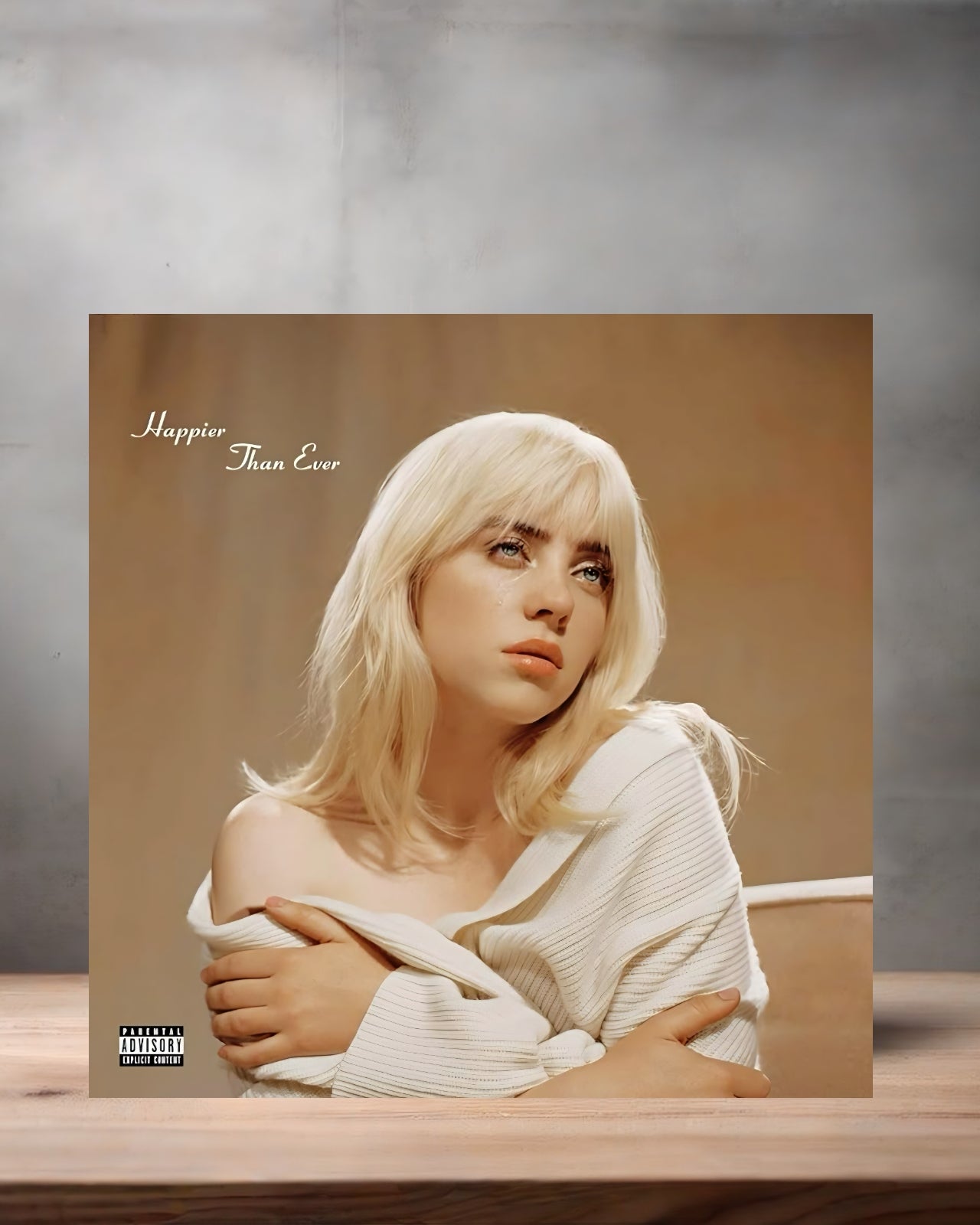 Billie Eilish Album cover on 8" x 8" aluminum print. Happier than Ever