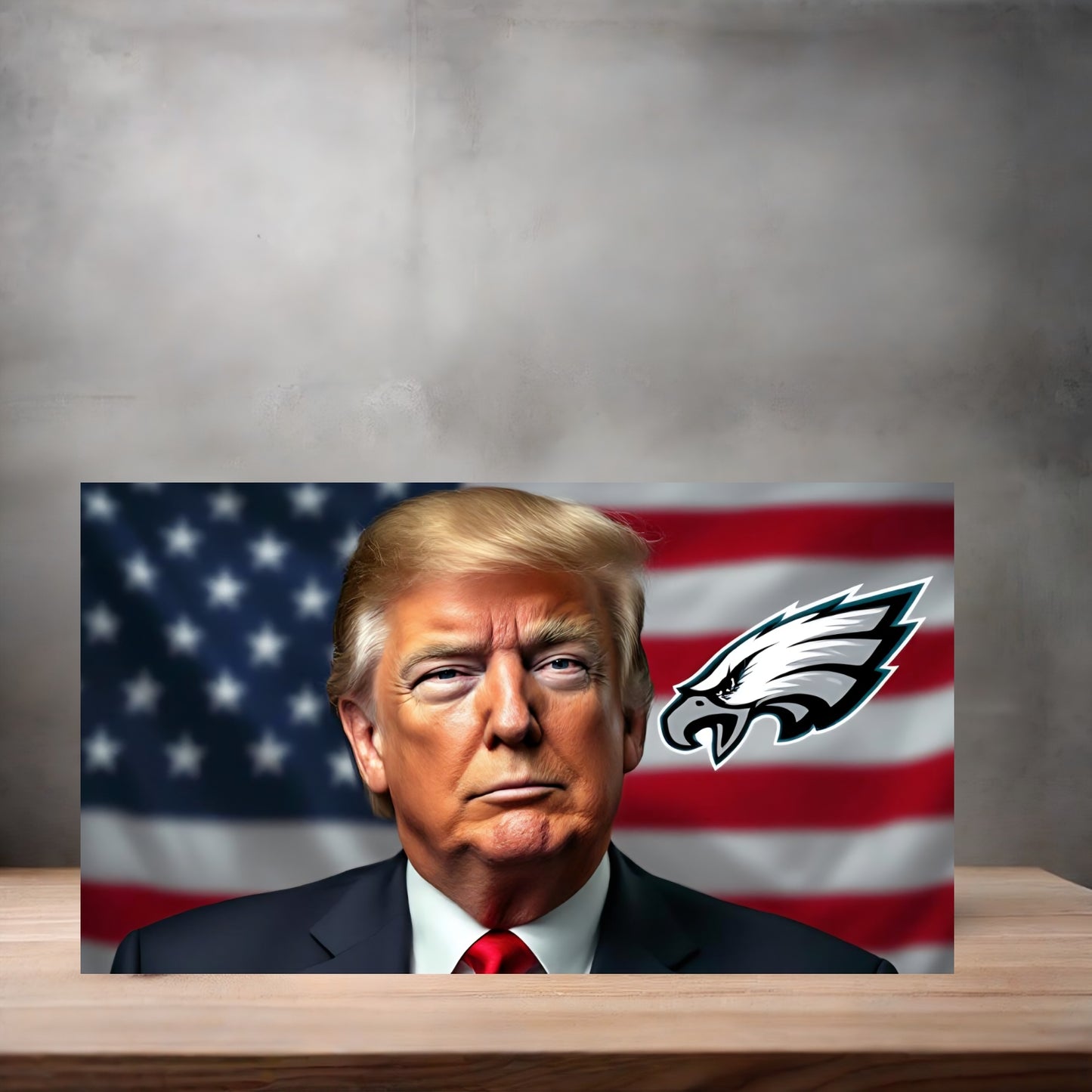Donald Trump American Flag license plate. Philadelphia Eagles