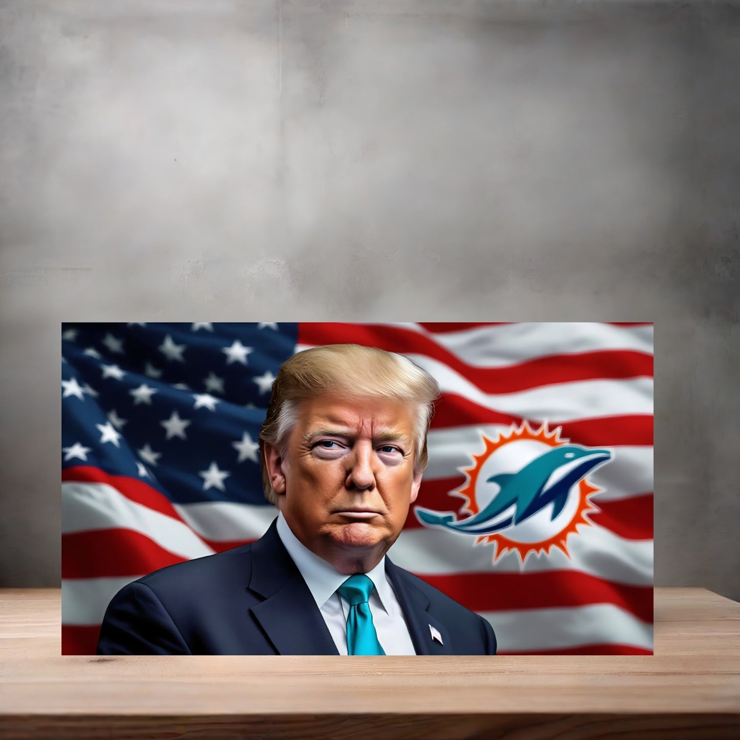 Donald Trump American Flag license plate. Miami Dolphins
