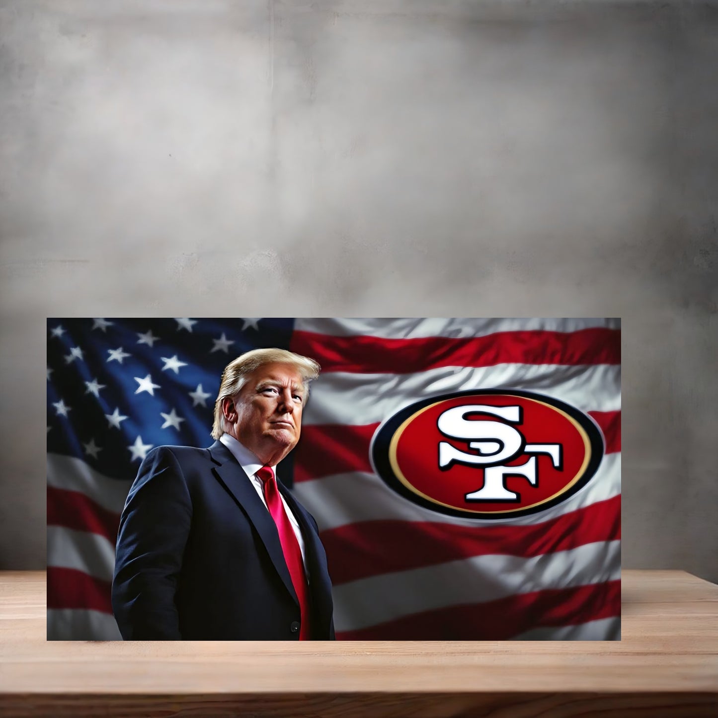 Donald Trump American Flag license plate. San Francisco 49ers