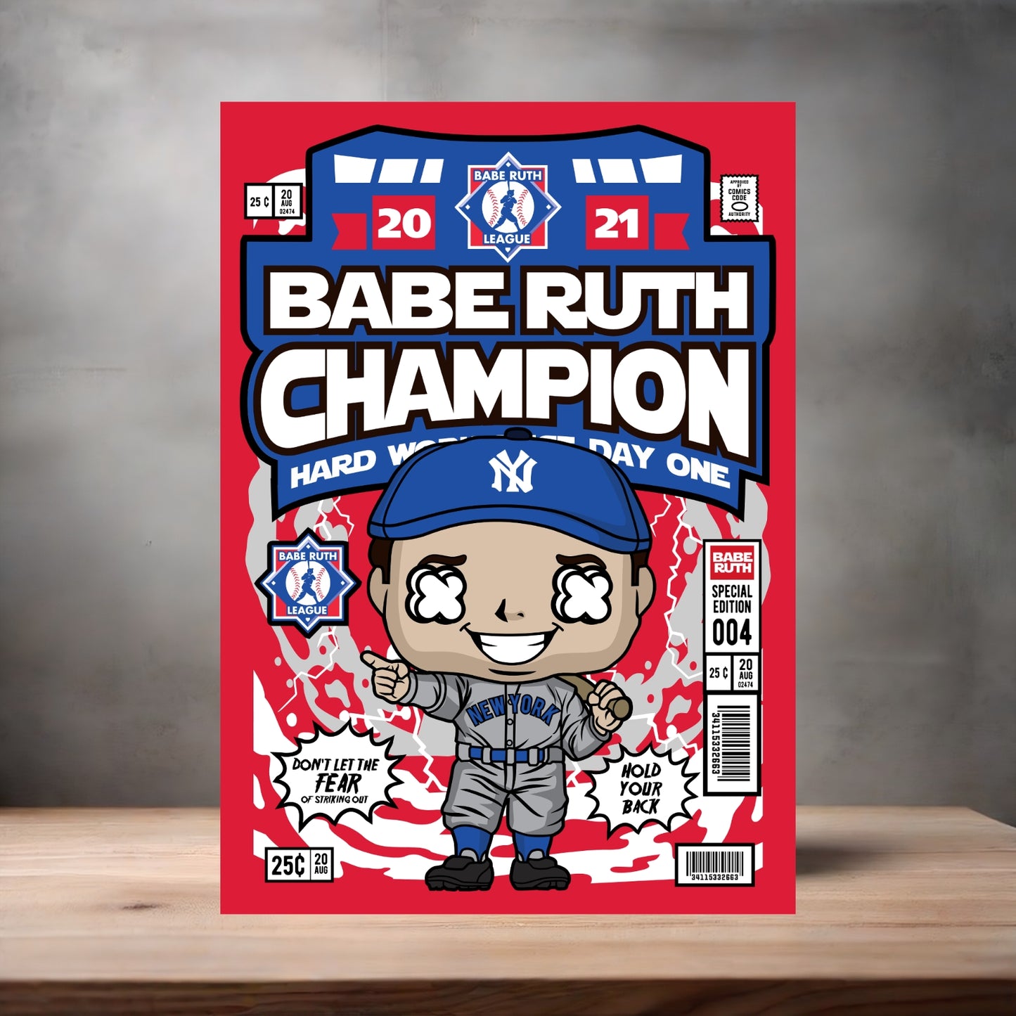 Funko Pop aluminum poster. Multiple sizes available. Babe Ruth Champion