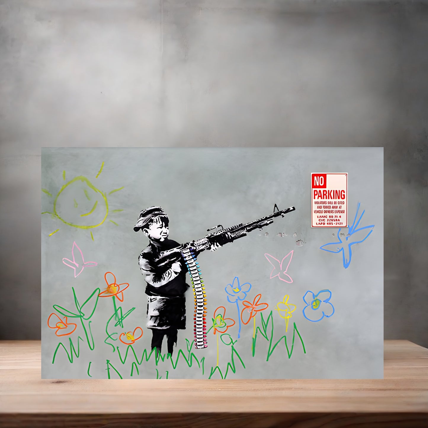 Banksy Graffiti Pop Art metal poster. Multiple sizes available. Crayon Boy, Child Soldier