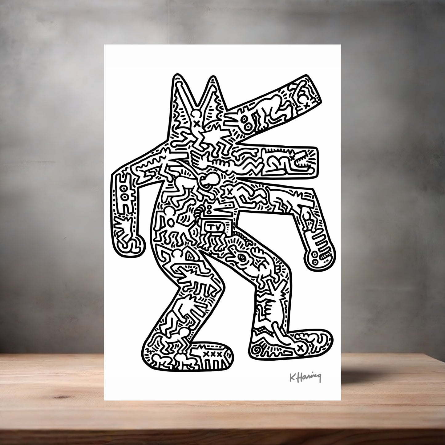 Keith Haring Pop Art metal poster. Multiple sizes available. Dog