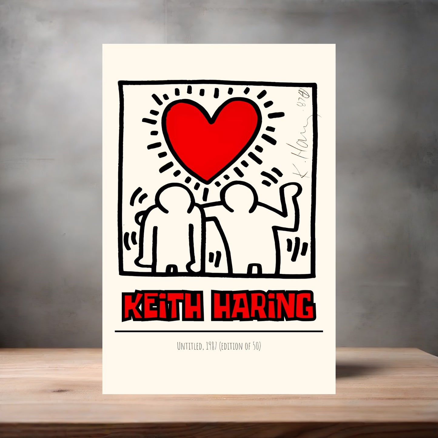 Keith Haring Pop Art metal poster. Multiple sizes available. Heart Couple