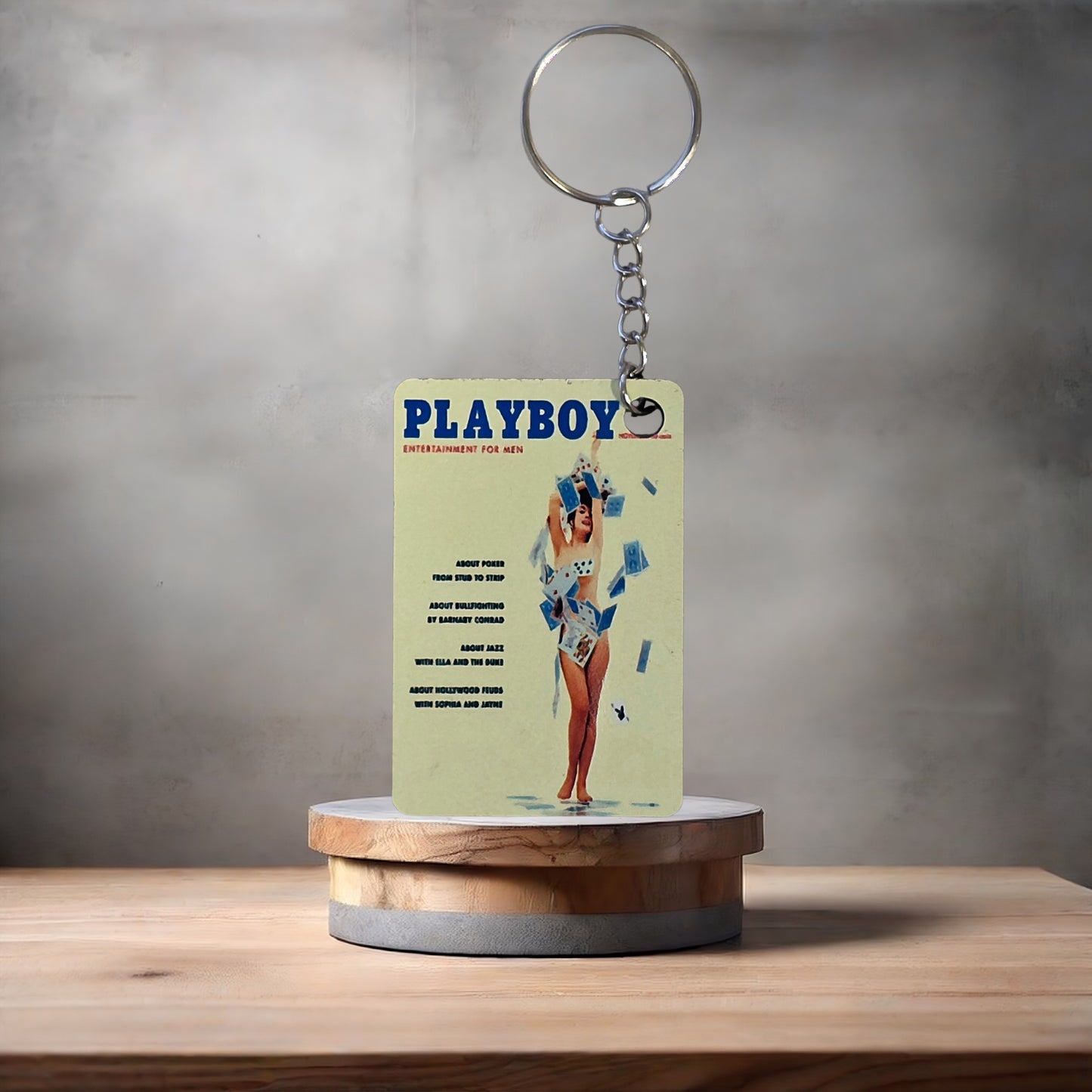 Playboy magazine cover keychain. November 1957