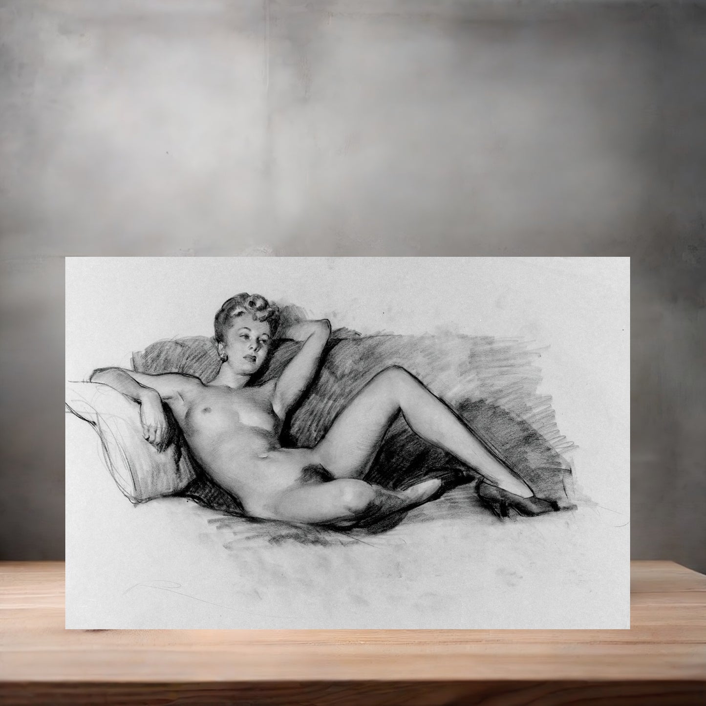 Gil Elvgren Pin-up nude sketch metal poster. Multiple sizes available. Blonde Nude