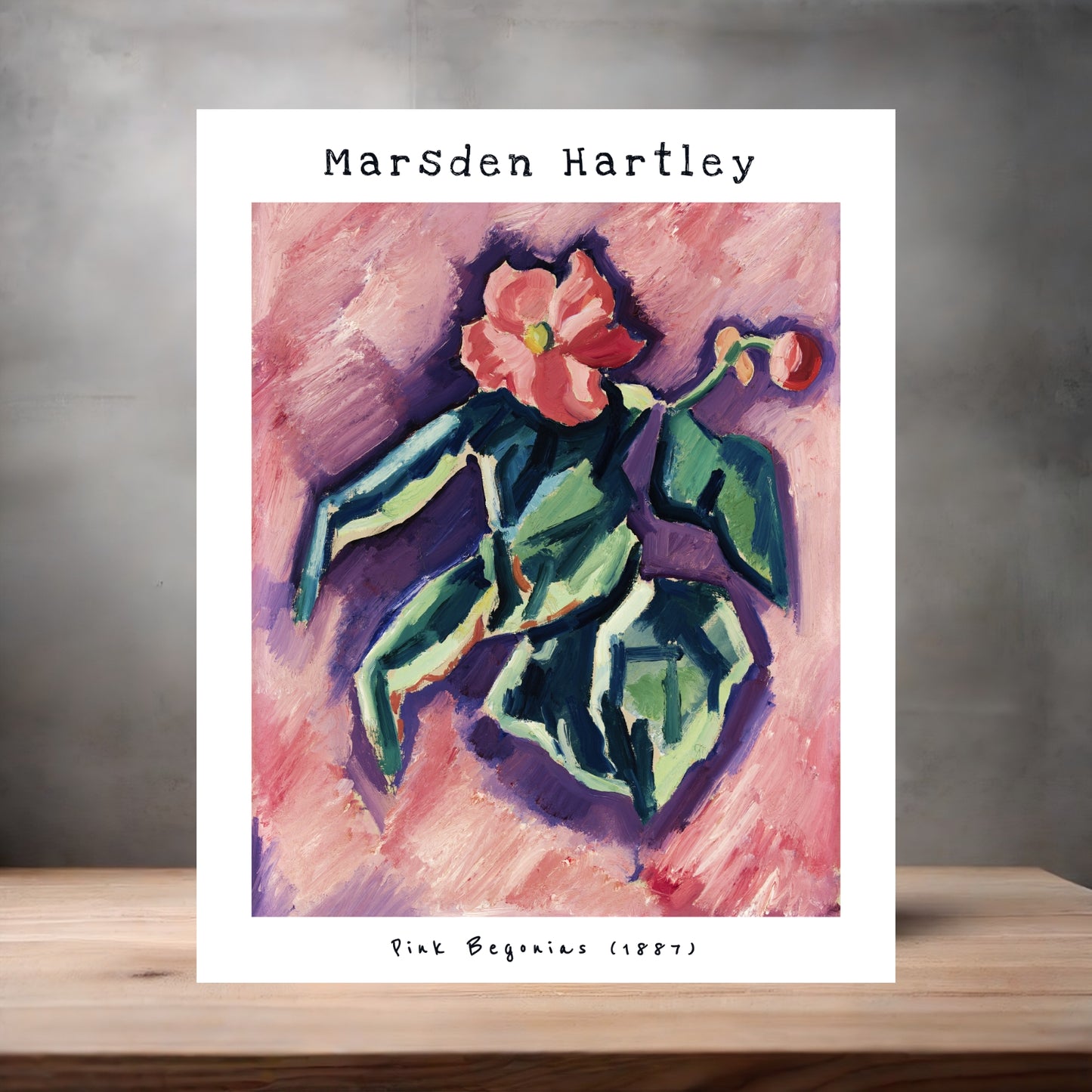 Museum art Painting metal poster. Multiple sizes available. Marsden Hartley Pink Begonias