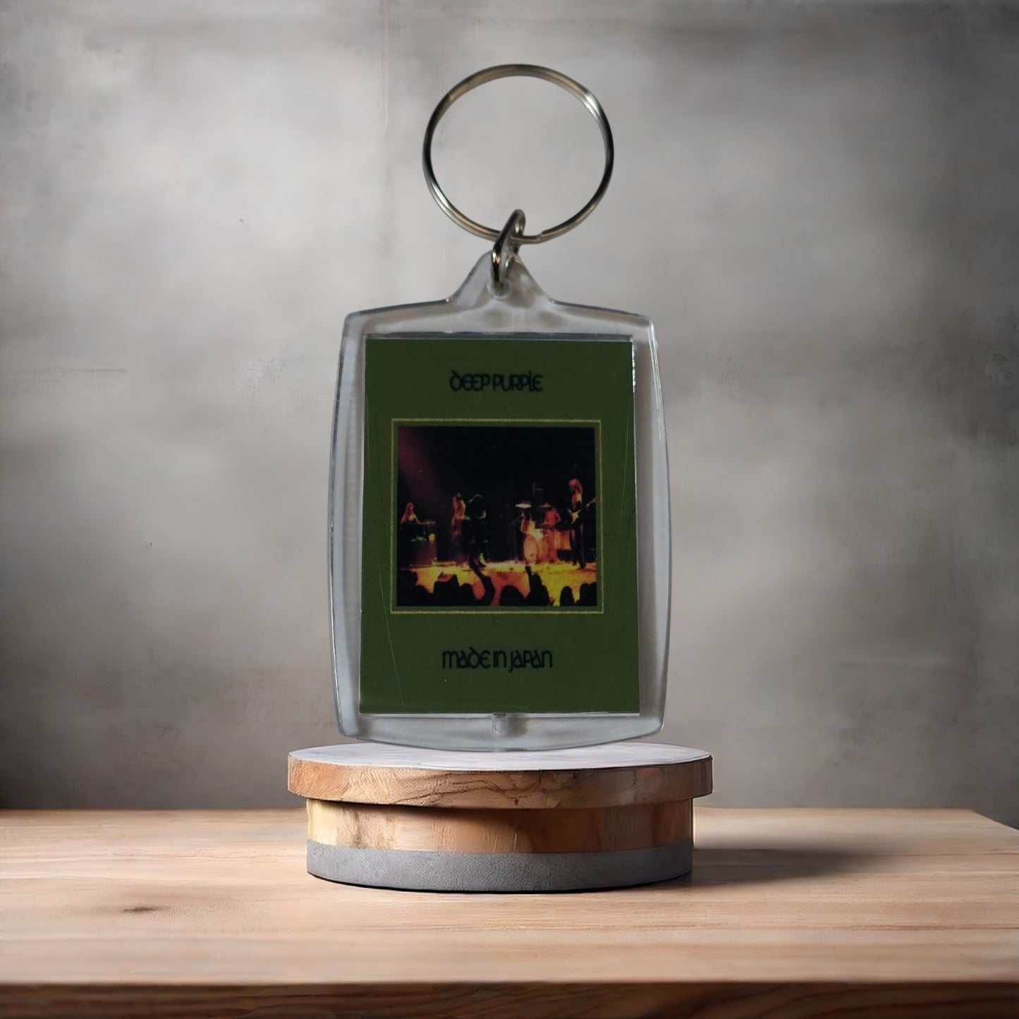 Deep Purple Made in Japan keychain on aluminum prints.
