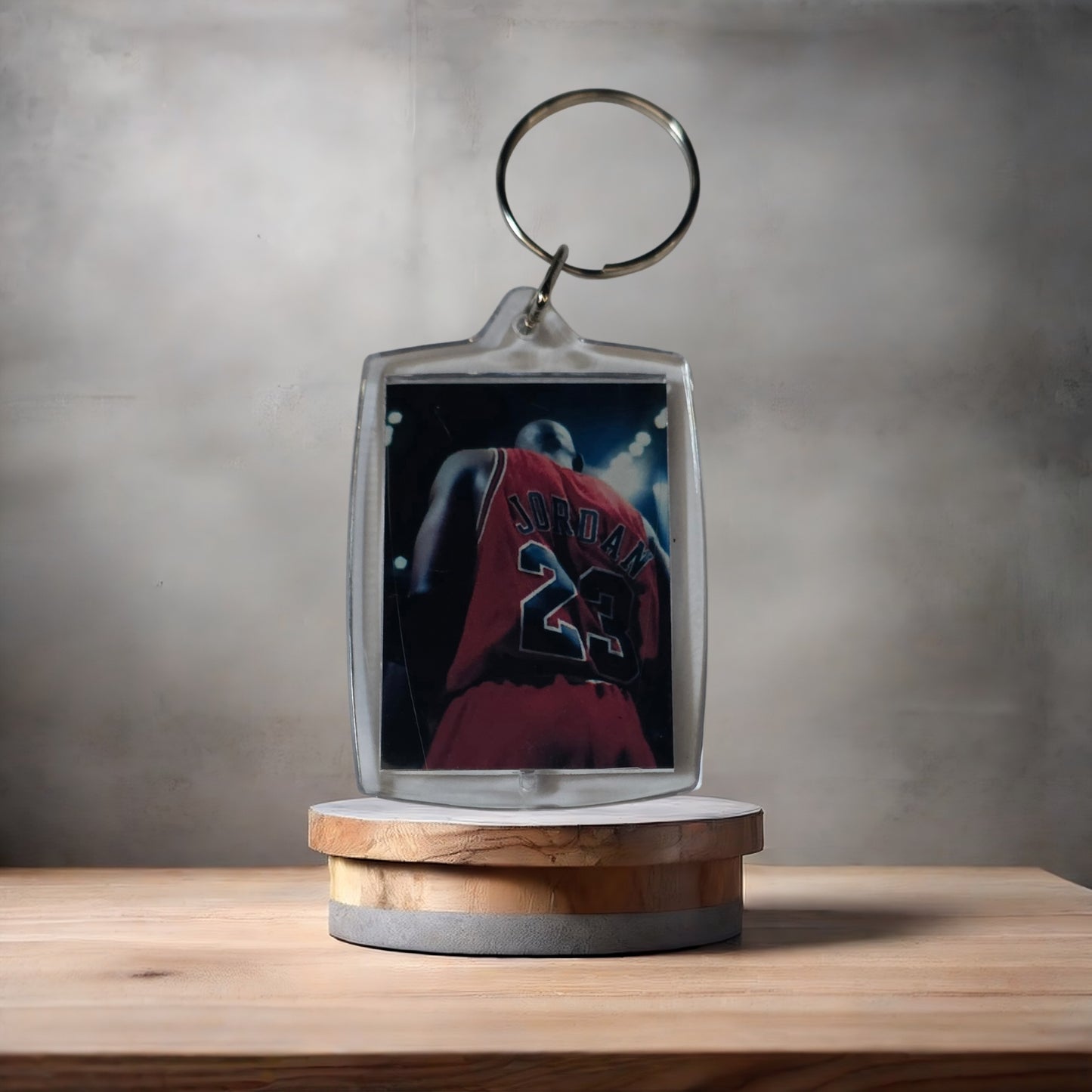 Chicago Bulls Michael Jordan keychain on aluminum prints.