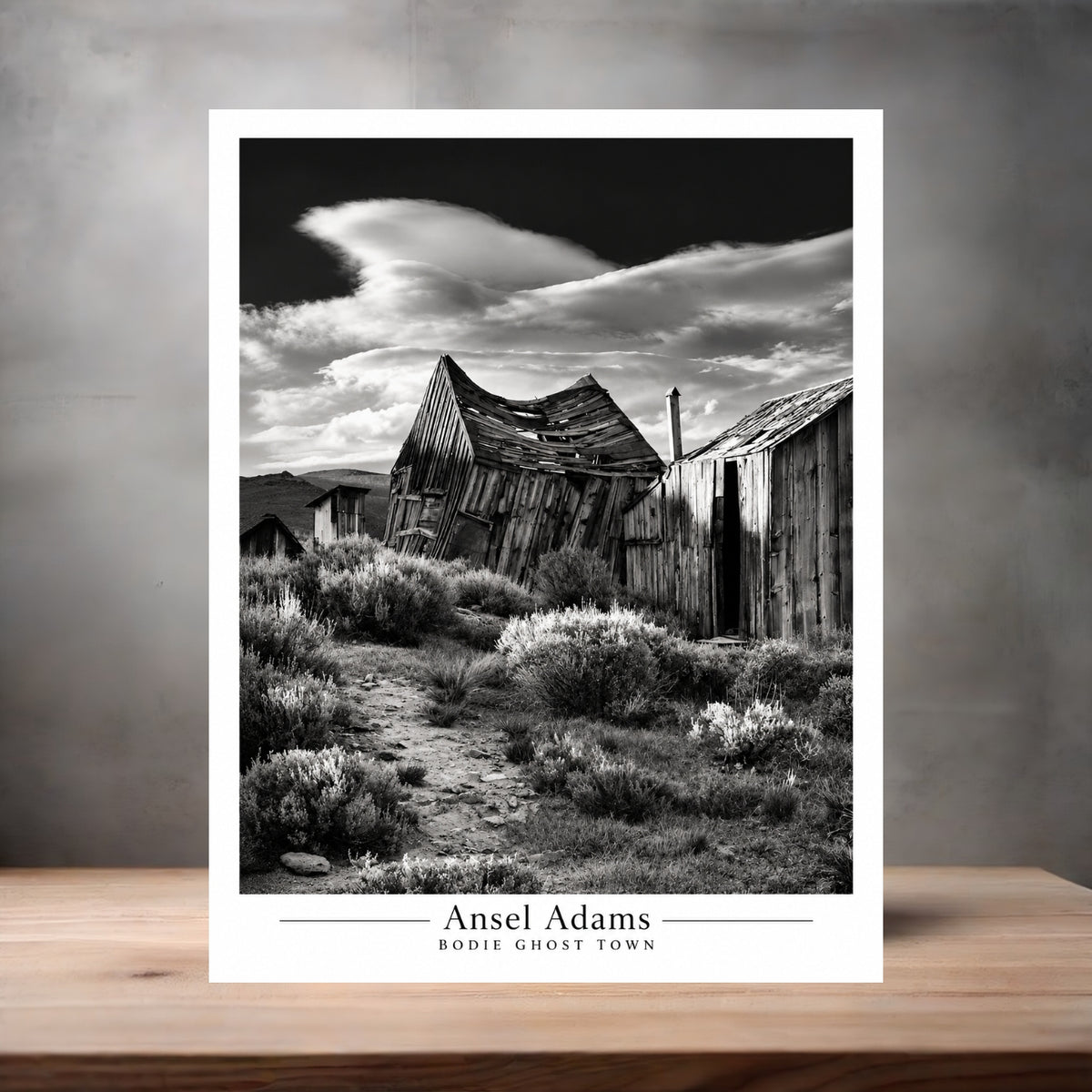 Ansel Adams 8.5" x 11" art print set of 2, glossy and matte. Bodie Ghost Town