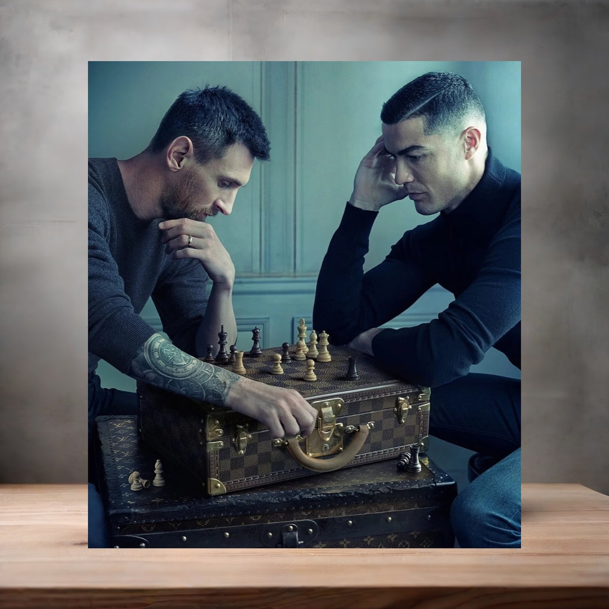 Annie Leibovitz 8.5" x 11" art print set of 2, glossy and matte. Lionel Messi and Christiano Ronaldo