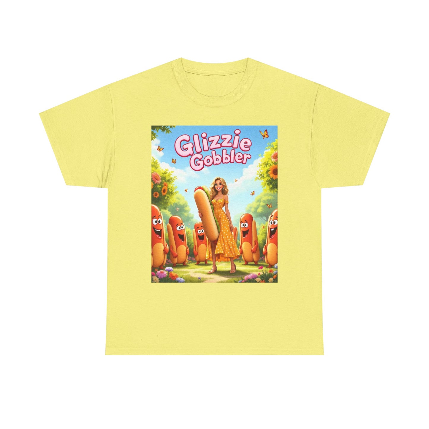 Glizzie Gobbler Unisex Cotton Tee, Fun Foodie Shirt, Summer Vibes Tee, Quirky
