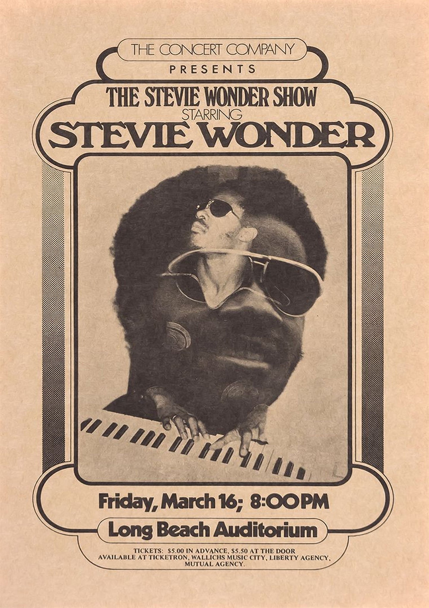 Concert poster with multiple size and finish options. Stevie Wonder