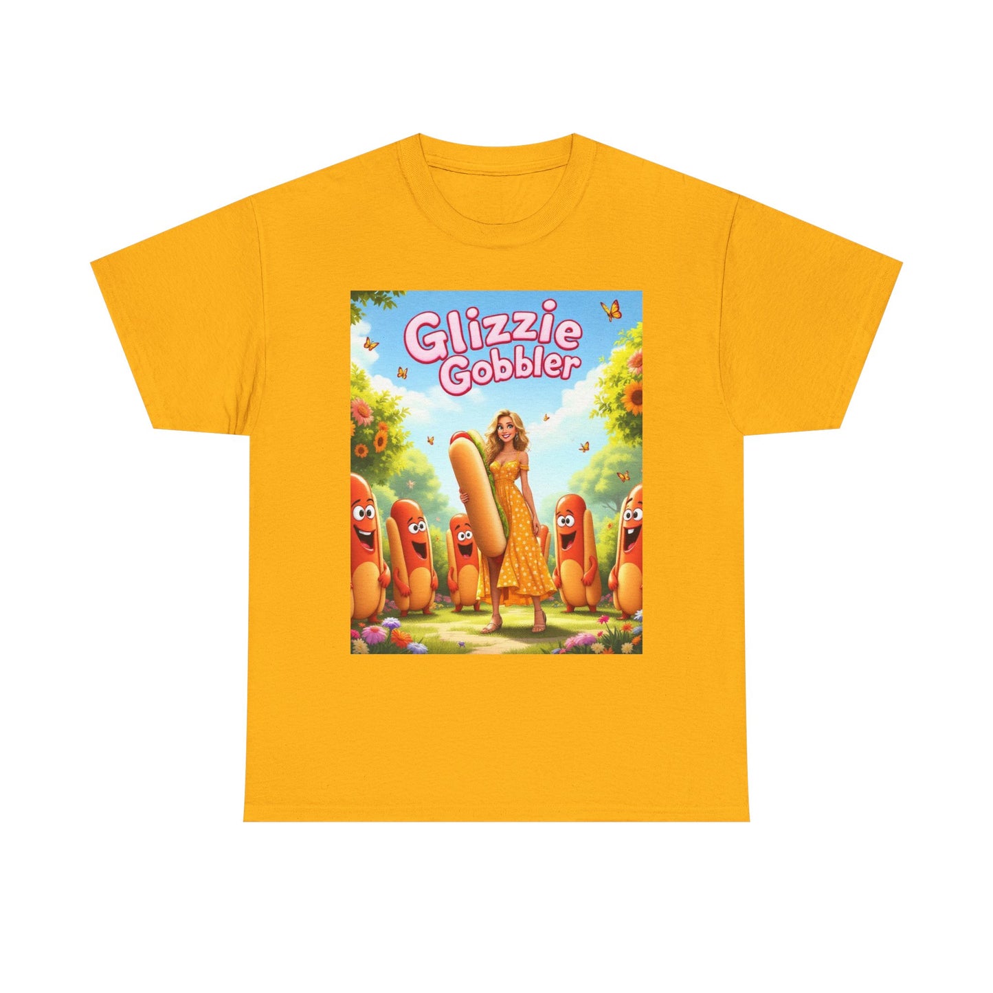 Glizzie Gobbler Unisex Cotton Tee, Fun Foodie Shirt, Summer Vibes Tee, Quirky