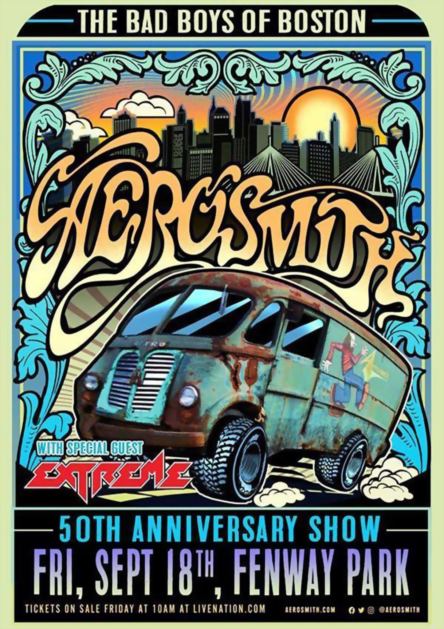 Concert poster with multiple size and finish options. Aerosmith Fenway Park