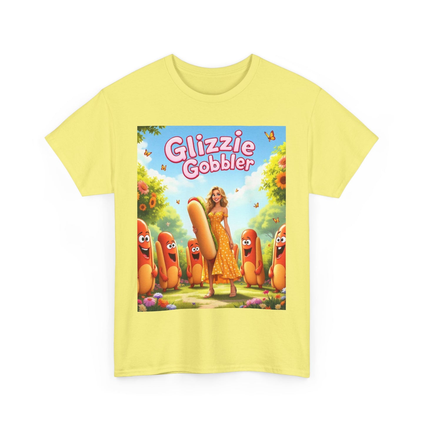 Glizzie Gobbler Unisex Cotton Tee, Fun Foodie Shirt, Summer Vibes Tee, Quirky