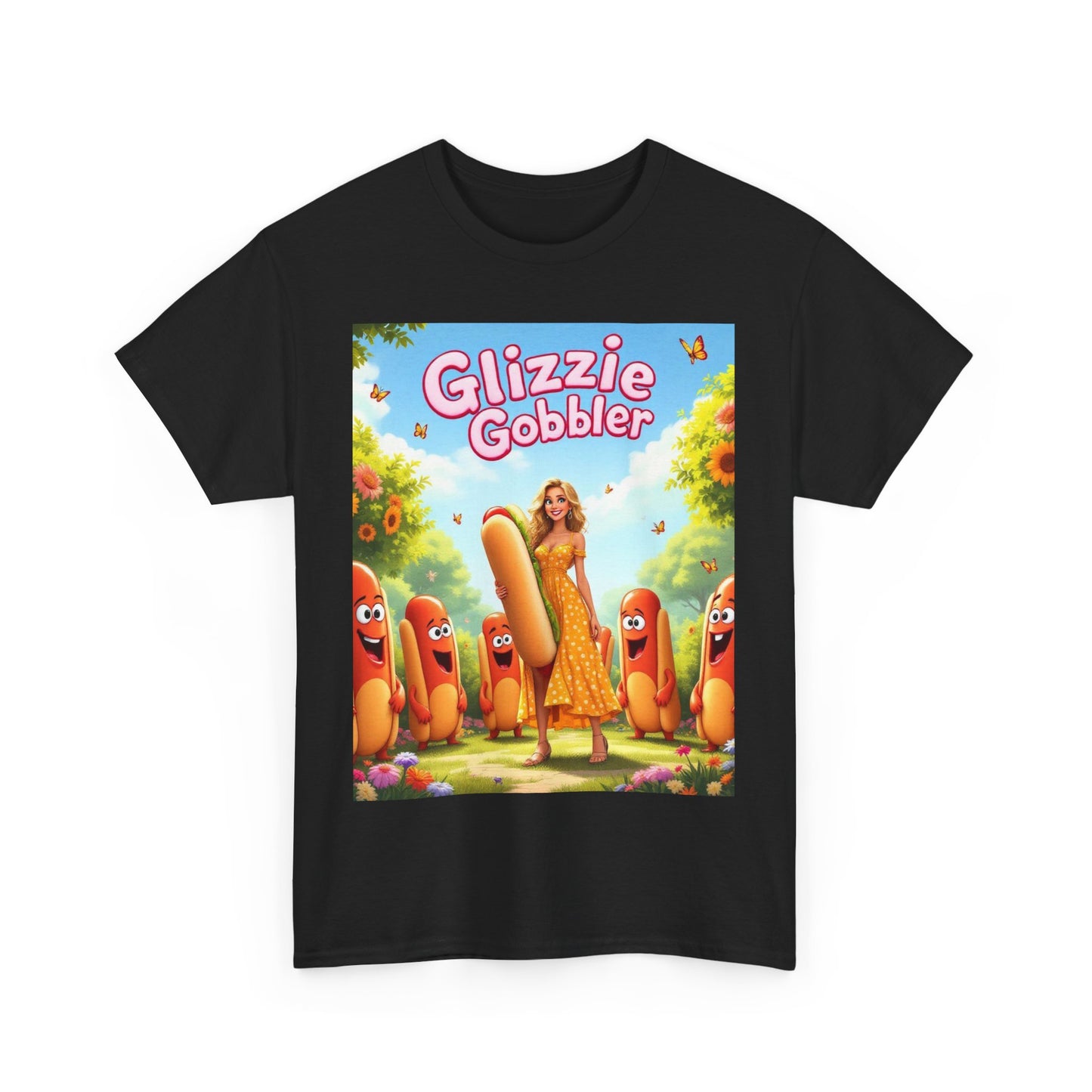 Glizzie Gobbler Unisex Cotton Tee, Fun Foodie Shirt, Summer Vibes Tee, Quirky