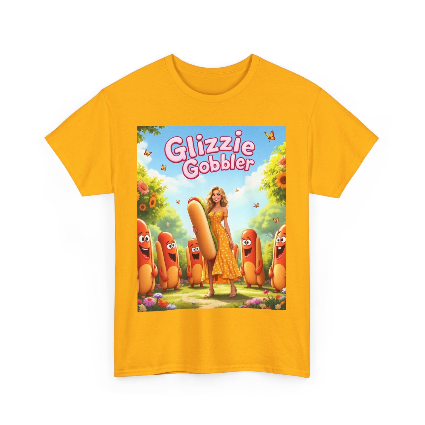 Glizzie Gobbler Unisex Cotton Tee, Fun Foodie Shirt, Summer Vibes Tee, Quirky