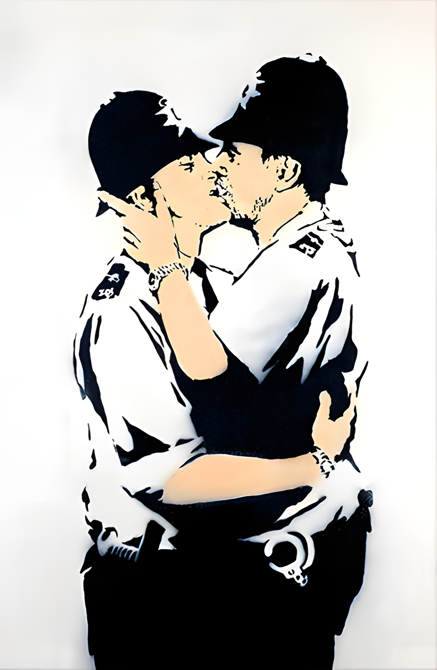 Banksy Art poster with multiple size and finish options. Kissing Coppers