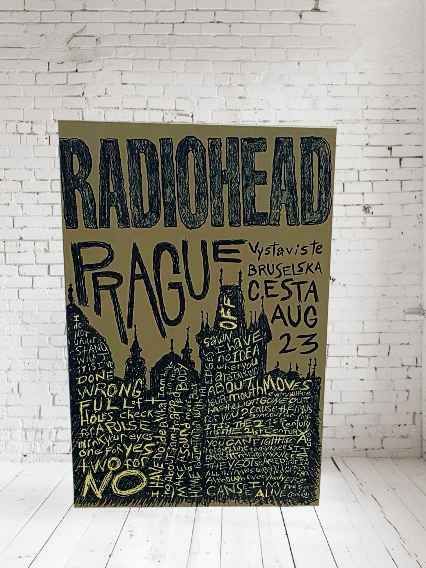 Radiohead Aluminum print. Black background. Multiple sizes and prints available