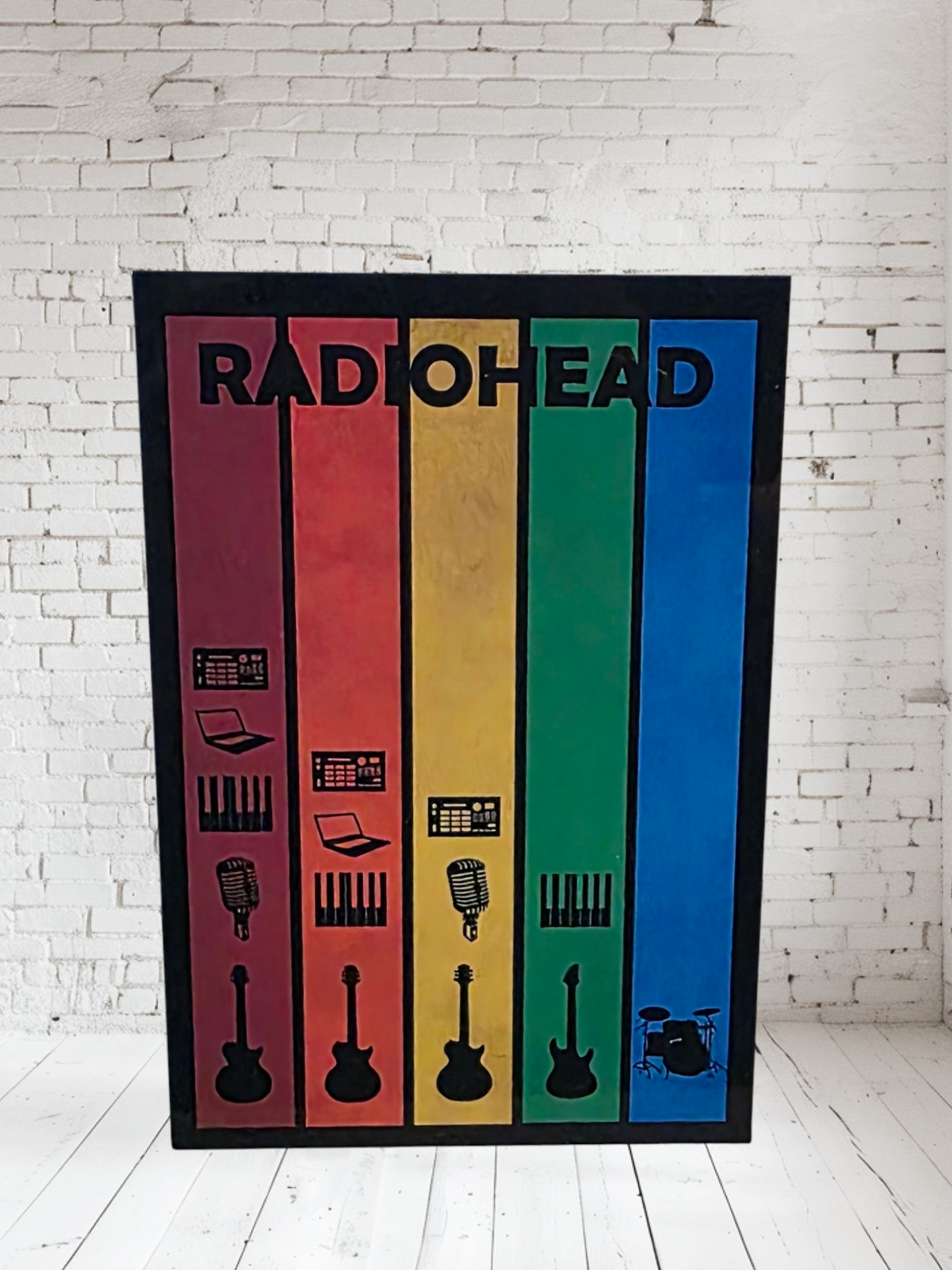 Radiohead Aluminum print. Black background. Multiple sizes and prints available