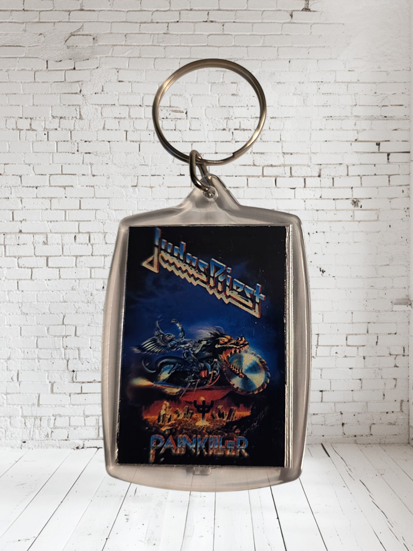 Judas Priest concert poster and album cover keychains. Multiple designs to choose from