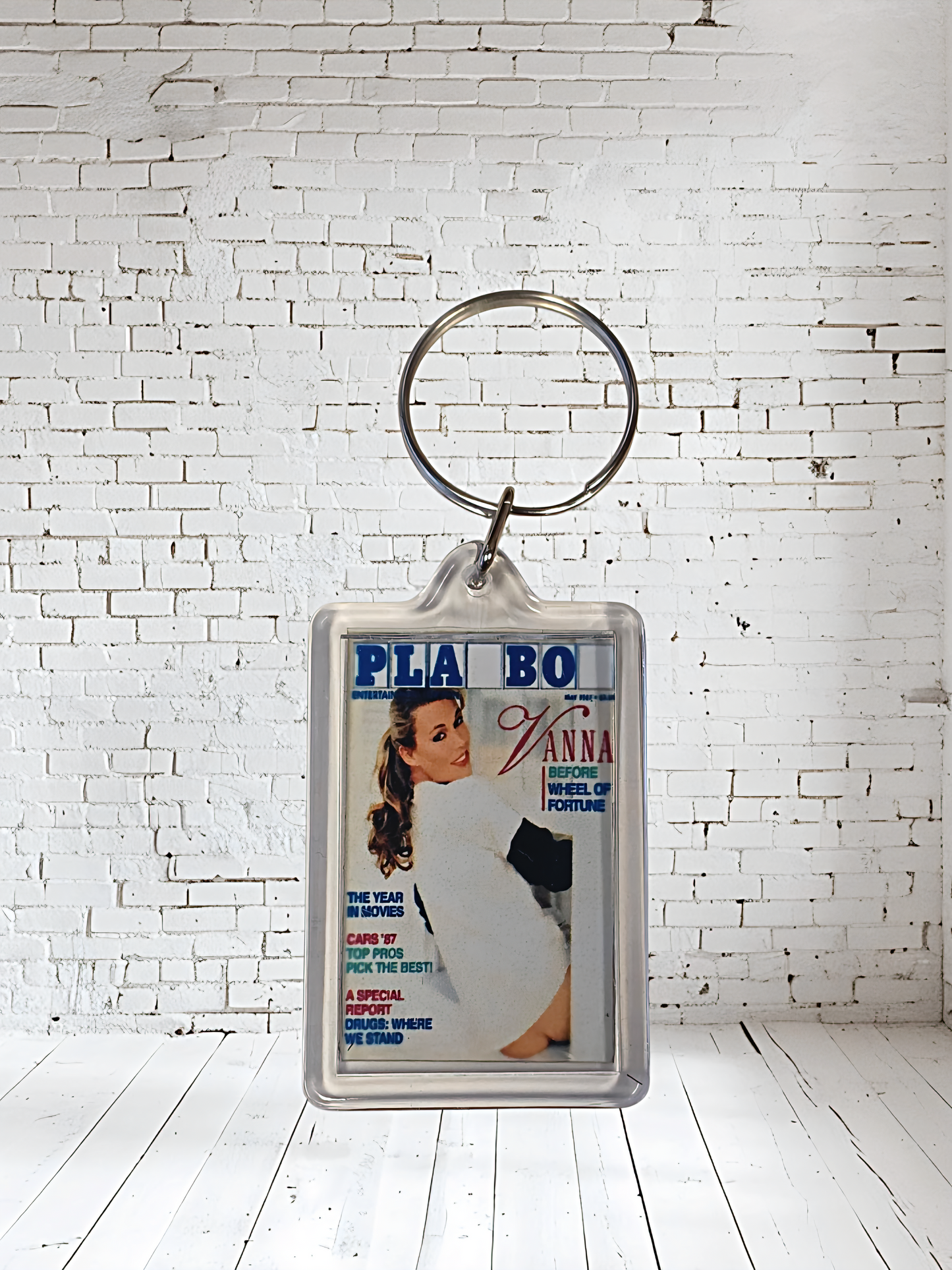 Playboy magazine cover keychains with metal prints encased. Plenty to choose from