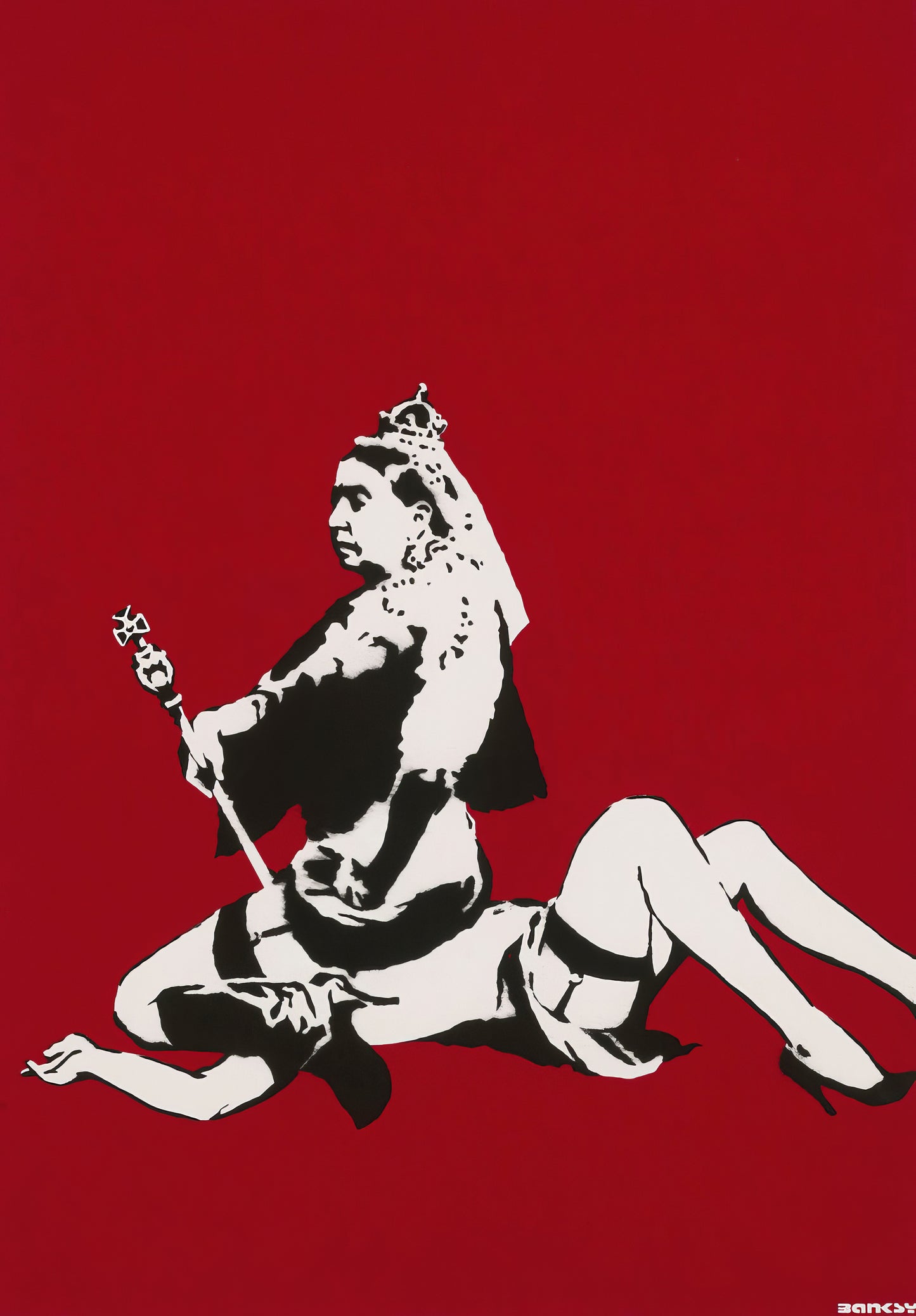 Banksy Art poster with multiple size and finish options. Queen Vic