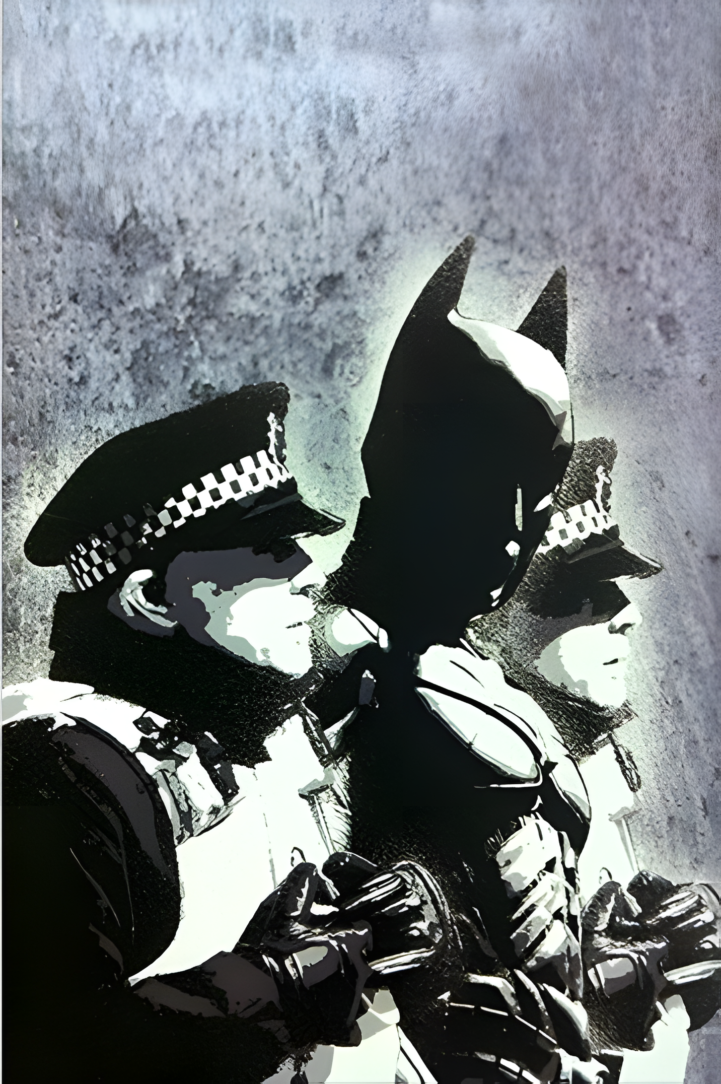 Banksy Art poster with multiple size and finish options. Batman and the Police