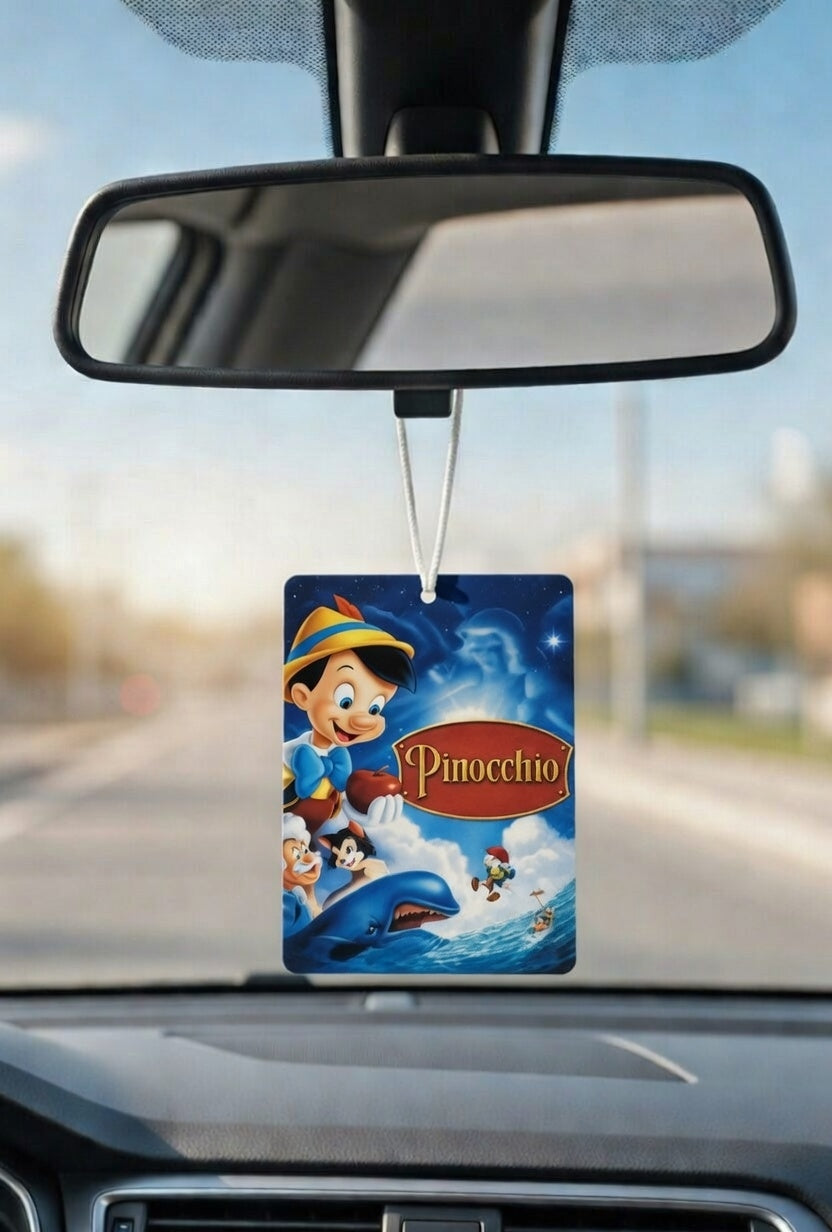Pinocchio Movie poster car air freshener. Many scents to choose from