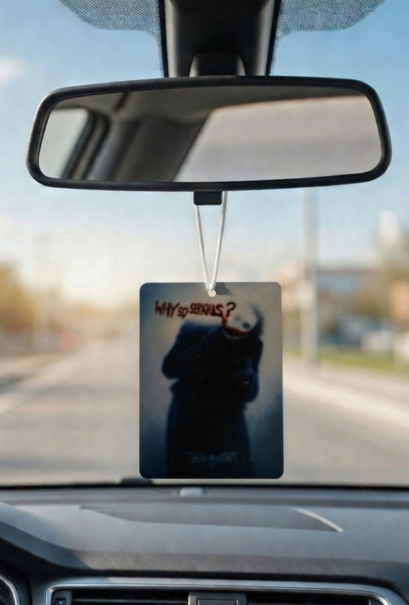The Dark Knight Movie poster car air freshener. Many scents to choose from
