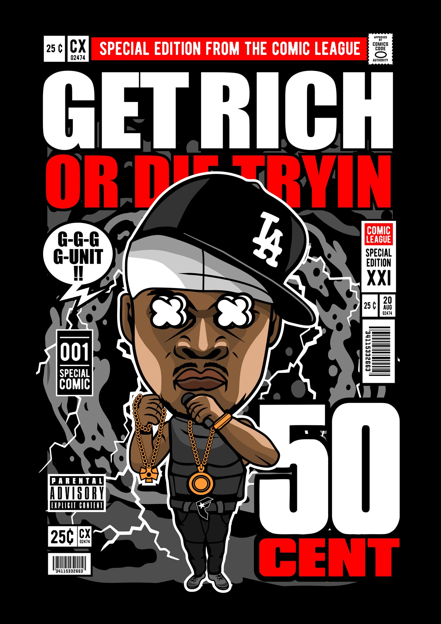 Funko Pop poster with multiple size and finish options. 50 Cent