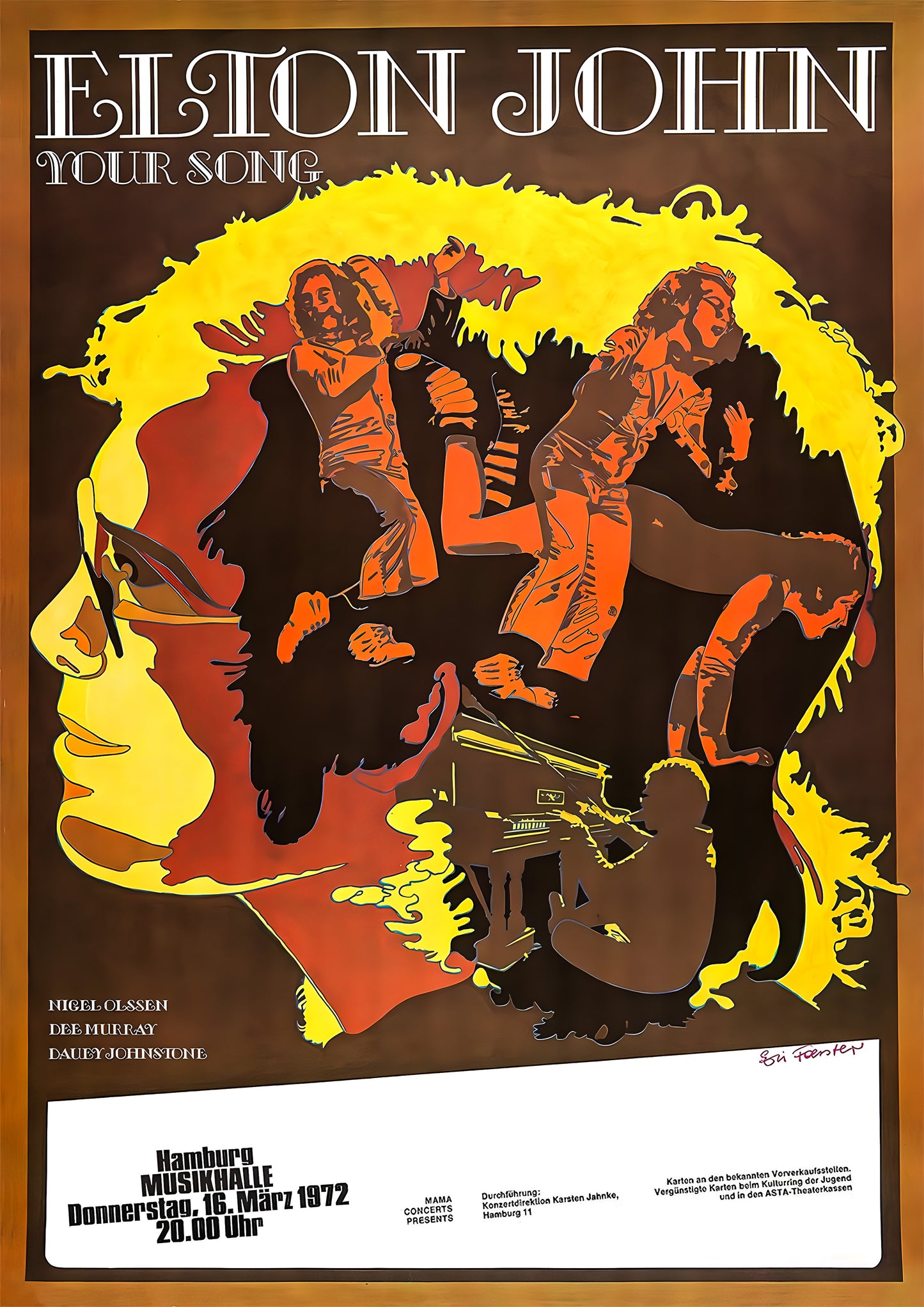 Concert poster with multiple size and finish options. Elton John Your Song 1972