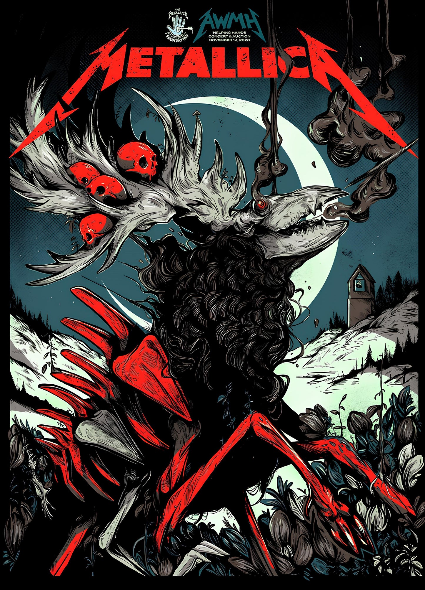 Metallica concert poster with multiple size and finish options. A8