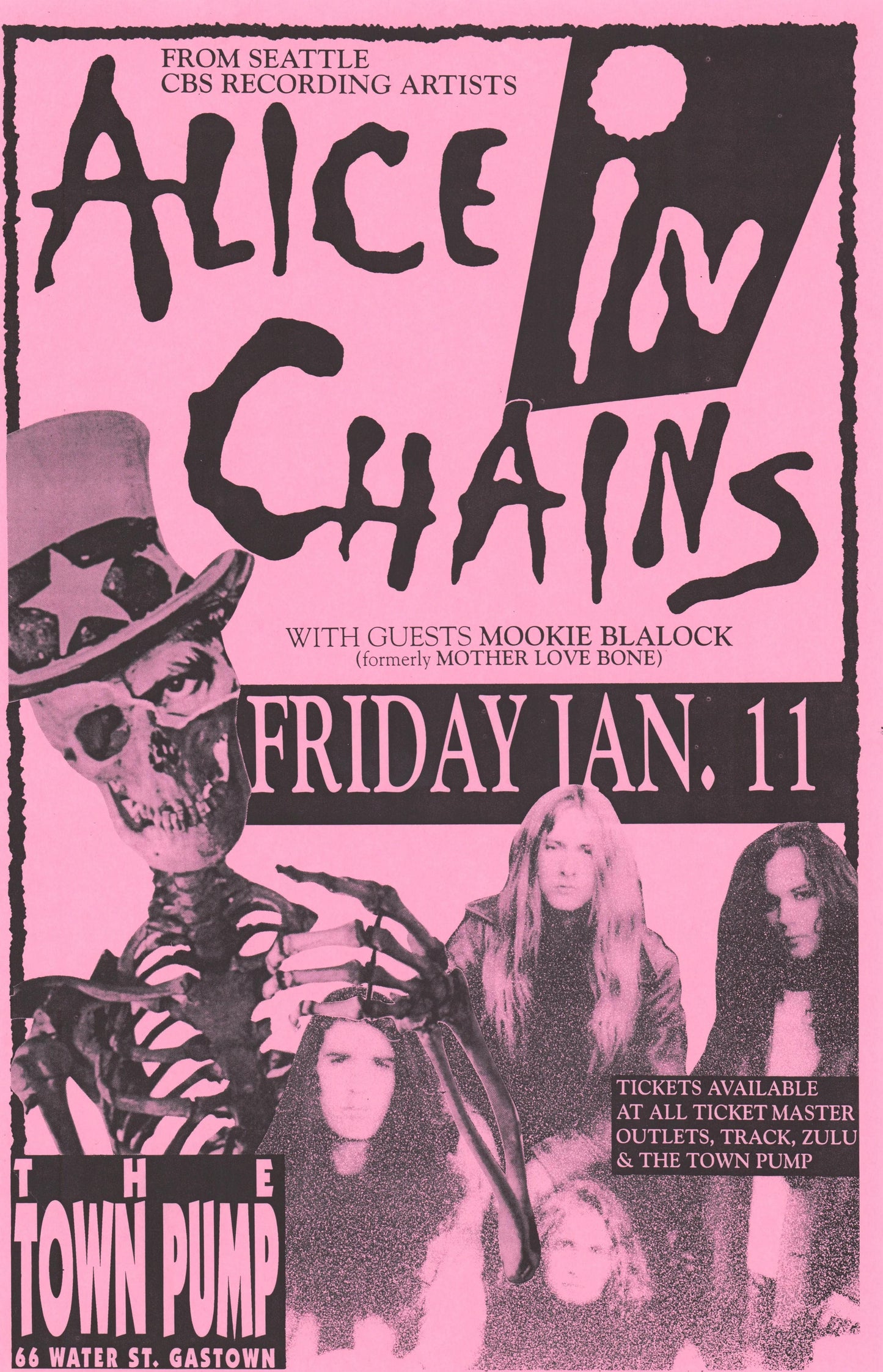 Concert poster with multiple size and finish options. Alice in Chains the Town Pump