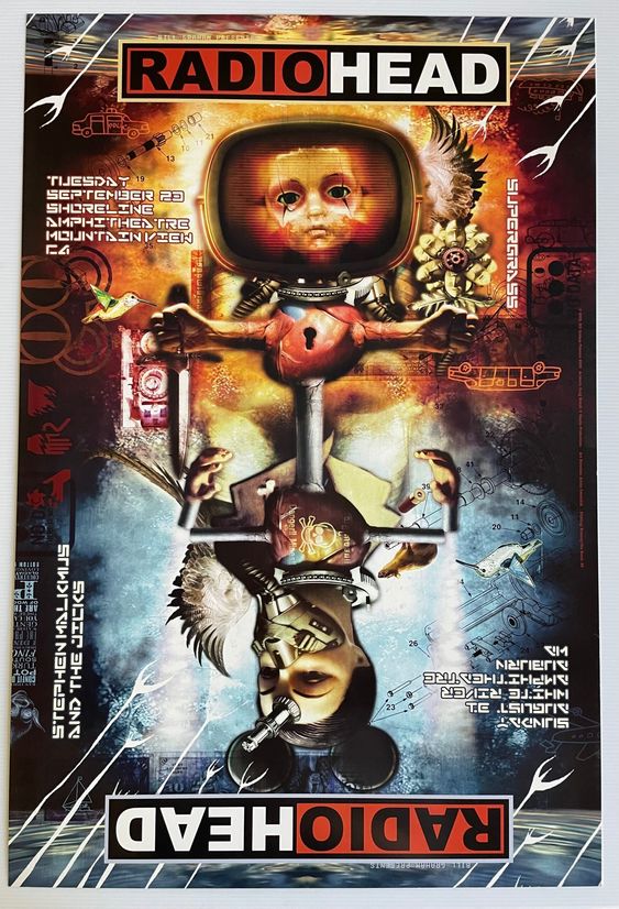 Concert poster with multiple size and finish options. Radiohead Shoreline Amphitheater