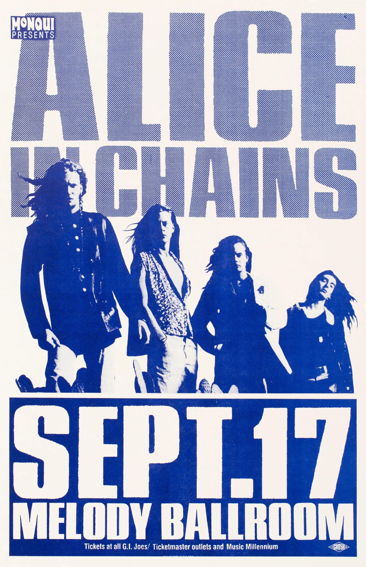 Concert poster with multiple size and finish options. Alice in Chains Melody Ballroom