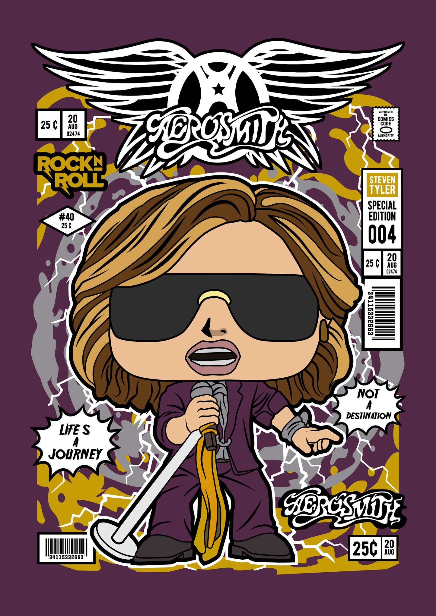 Funko Pop poster with multiple size and finish options. Aerosmith