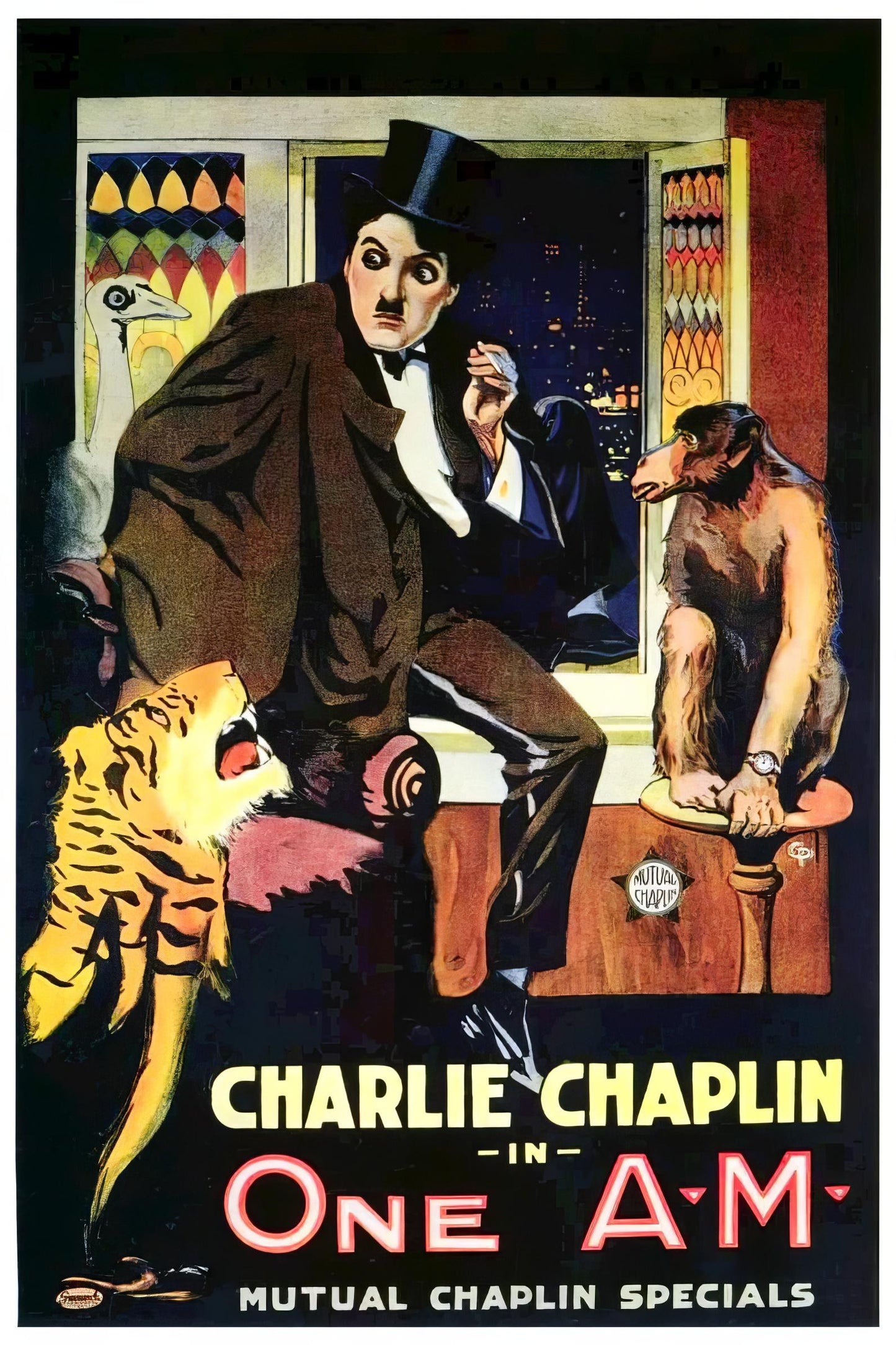 Charlie Chaplin in One A.M. 13"x 19" movie poster.