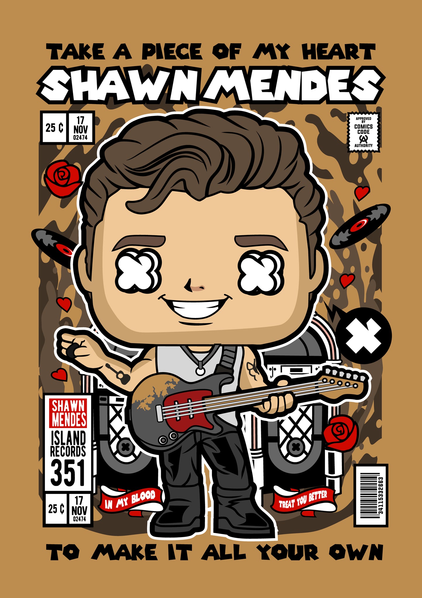 Funko Pop poster with multiple size and finish options. Shawn Mendes