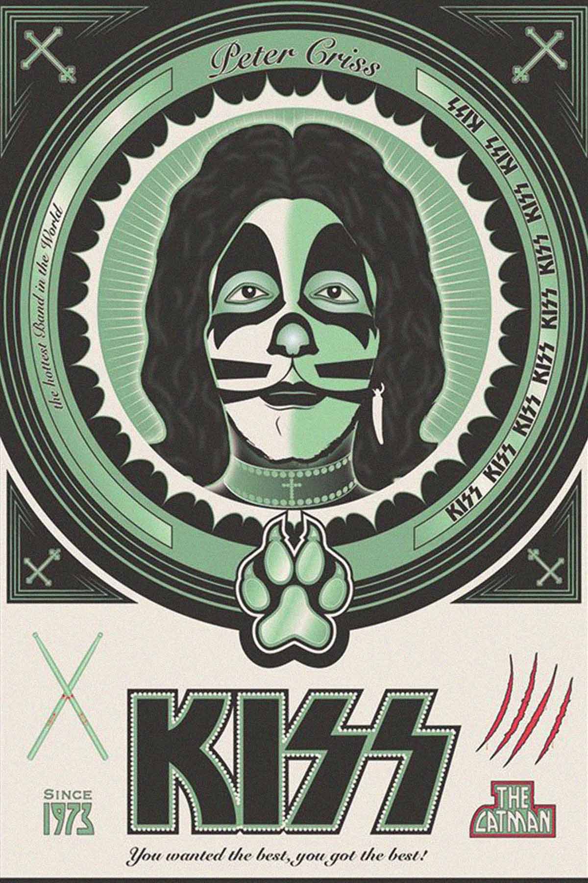 Concert poster with multiple size and finish options. Kiss Peter Criss the Catman