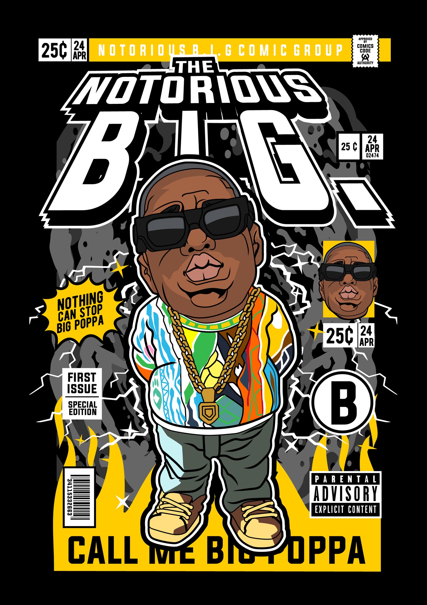 Funko Pop poster with multiple size and finish options. Notorious BIG, Biggie Smalls