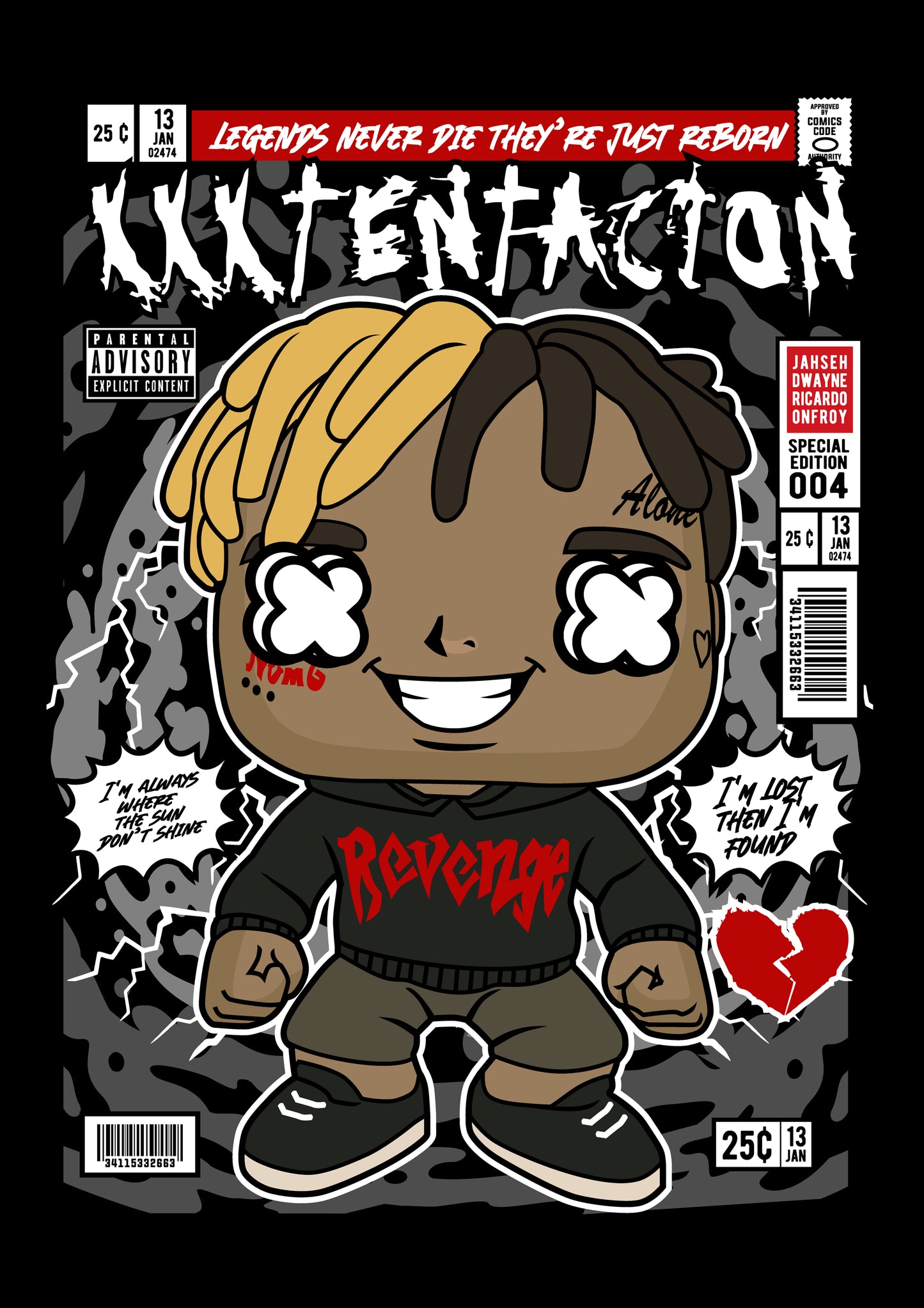 Funko Pop poster with multiple size and finish options. XXXTENTACION