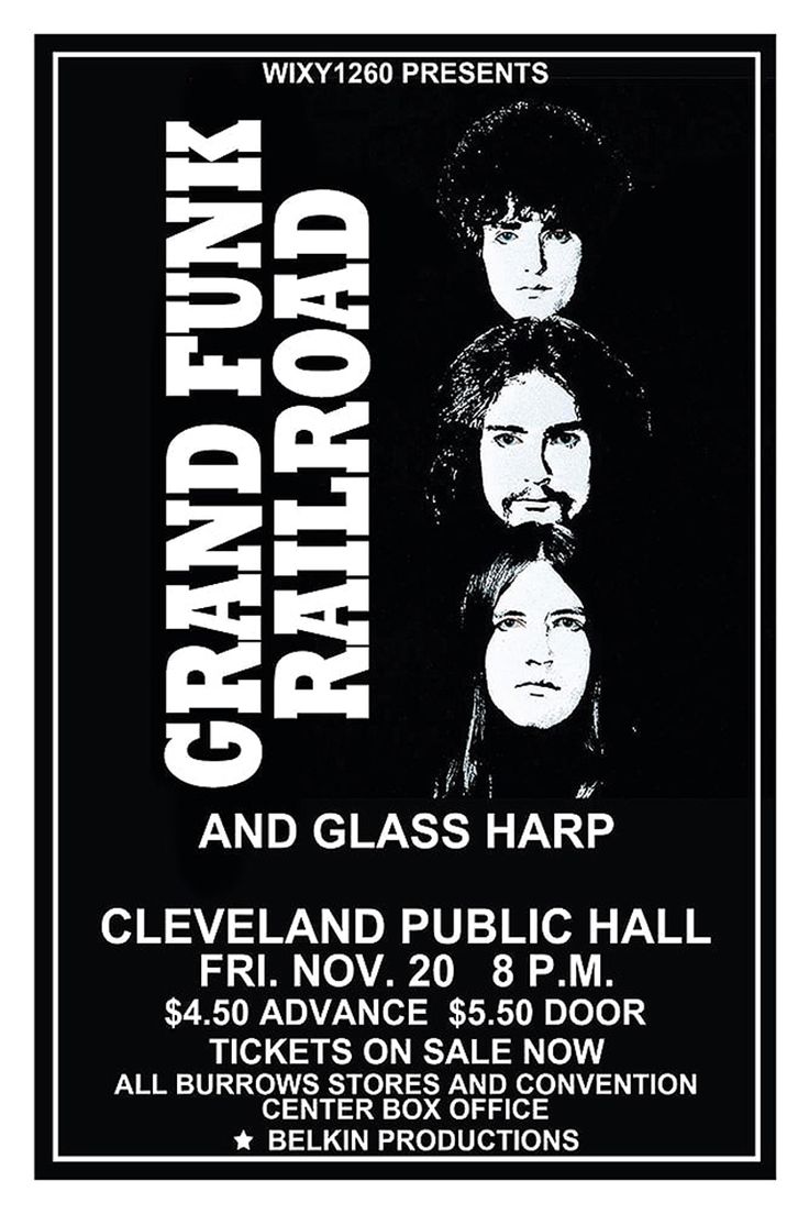 Concert poster with multiple size and finish options. Grand Funk Railroad