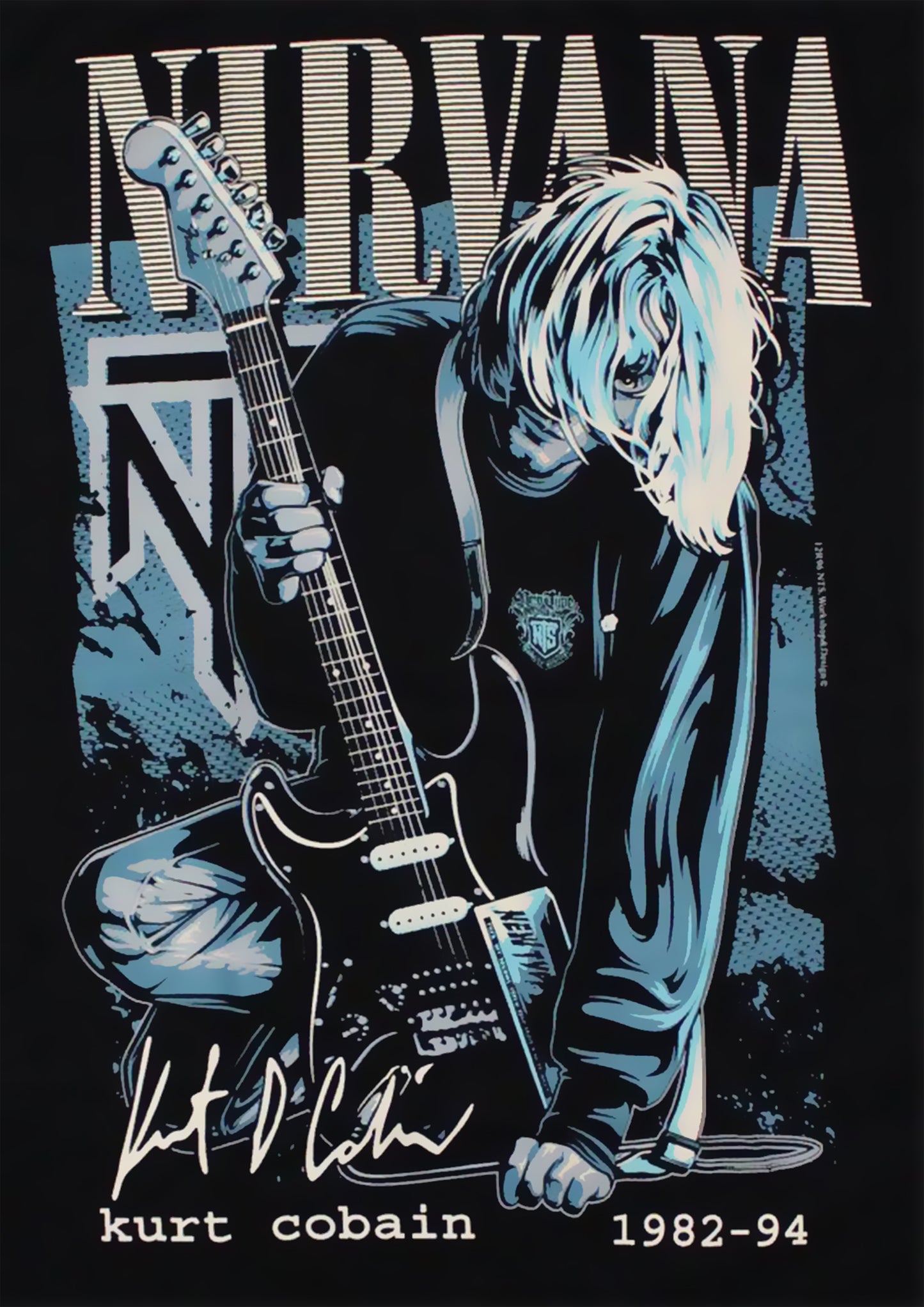 Concert poster with multiple size and finish options. Nirvana Kurt Cobain