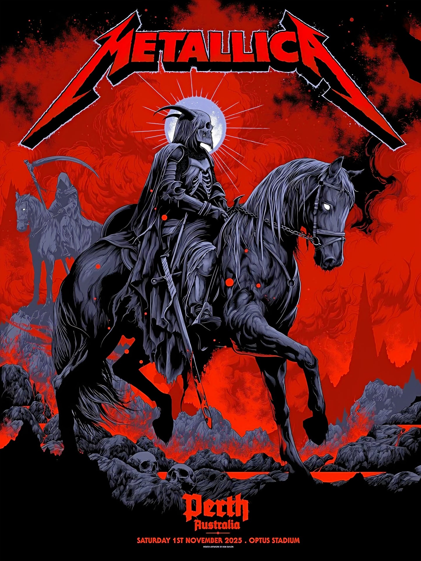 Metallica concert poster with multiple size and finish options. A4