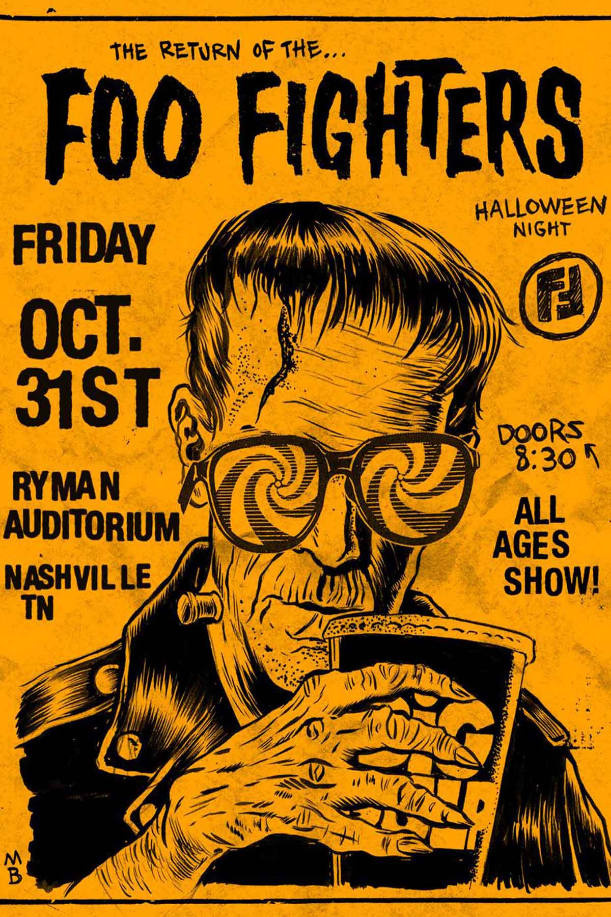 Concert poster with multiple size and finish options. Foo Fighters Nashville TN