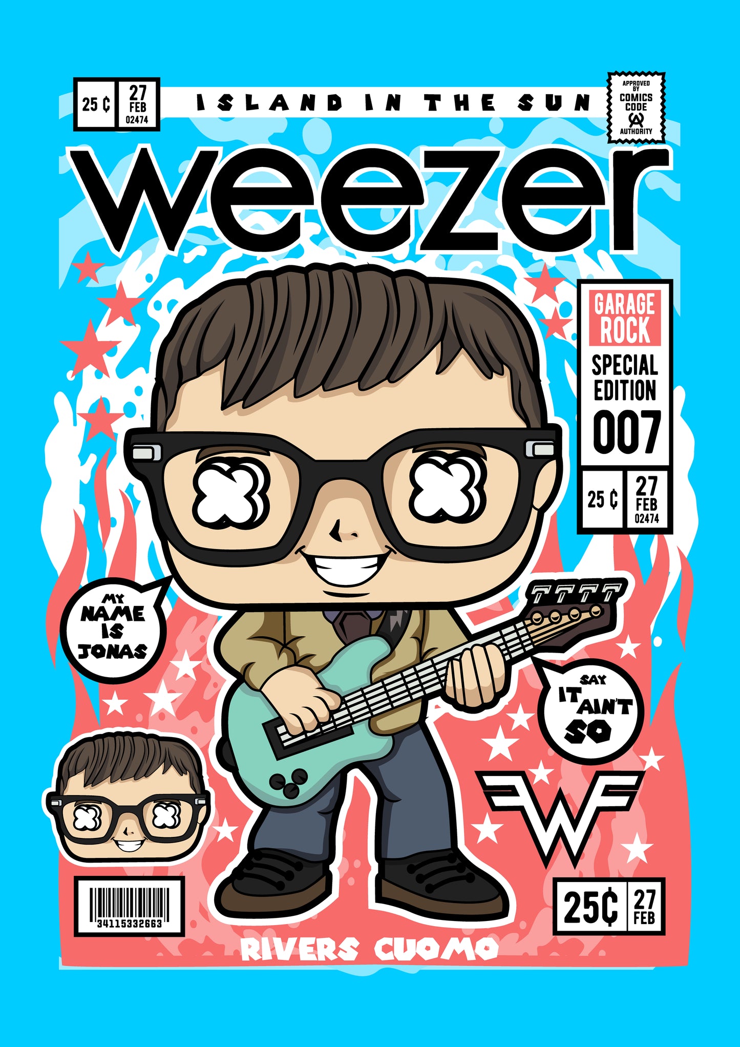 Funko Pop poster with multiple size and finish options. Weezer