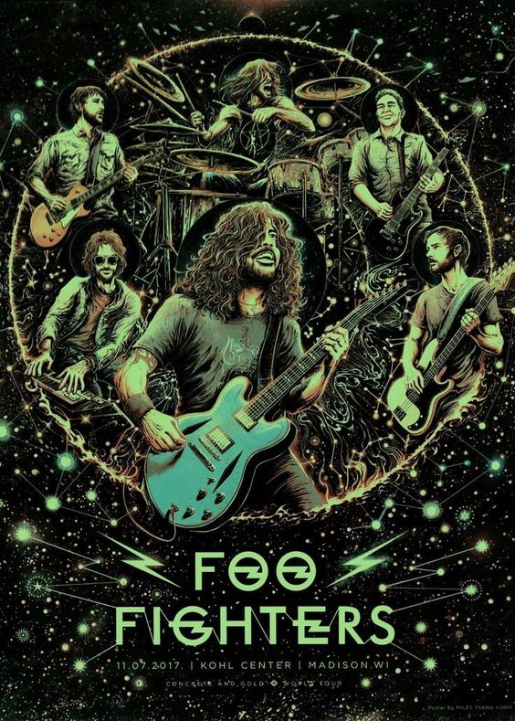 Concert poster with multiple size and finish options. Foo Fighter 2017 Madison Wisconsin